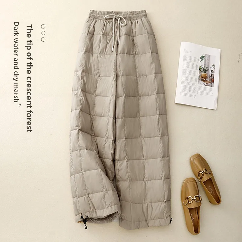 Thickened down Fleece Women's Straight Leg Casual Pants High Waist Long Trousers Fashionable All-Match Style Winter Season