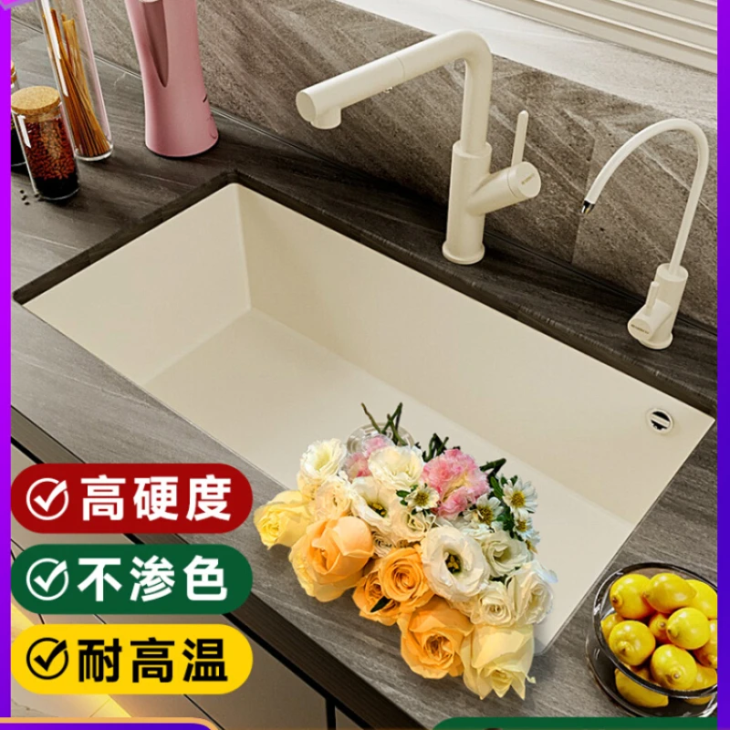 Quartz stone sink kitchen white large single undercounter  granite  570