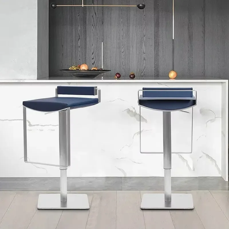 Modern Simple Light Luxury Stainless Steel Adjustable High Stool for Family Outdoor Dining Use