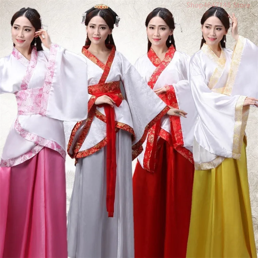 Chinese silk robe Costume Girls Women Kimono China Traditional Vintage Ethnic antique dress Dance Costume cosplay Hanfu set