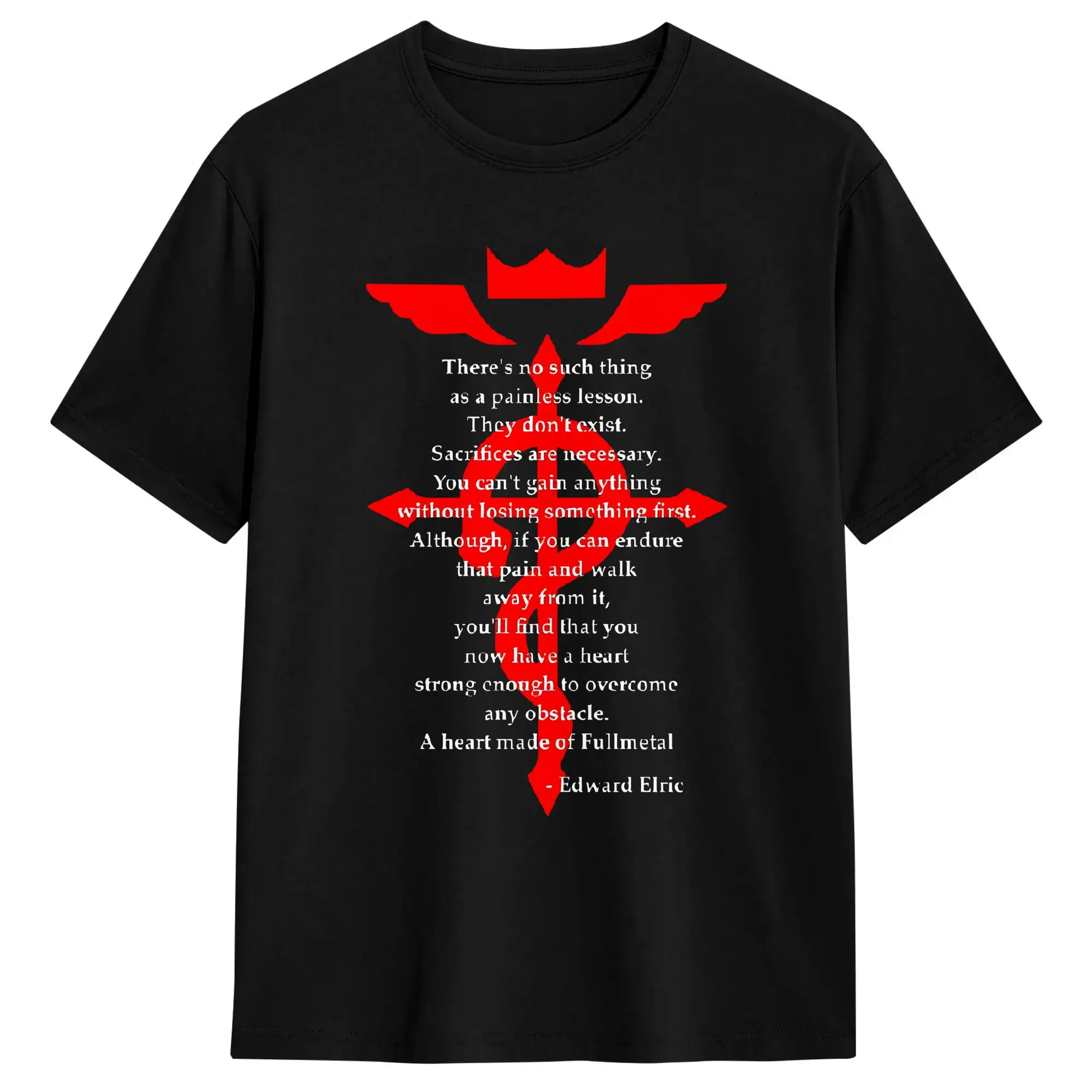 Camisetas Fullmetal Heart para Homens e Mulheres, Camisetas de Algodão Fullmetal Alchemist, Camisetas Incríveis de Manga Curta com Gola Redonda, Taman