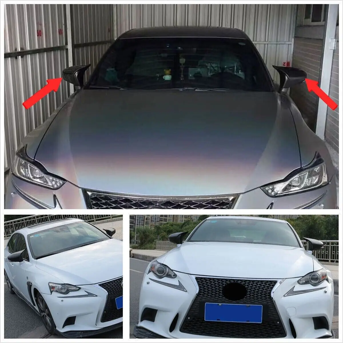 Car Side Rearview Mirror Cover Caps For Lexus IS ES GS LS CT RC F-Sport IS200 IS250 IS300 IS350 2014-2020 Add on Mirror Covers