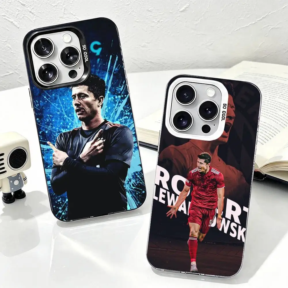 Football R-Robert L-Lewandowski  Phone Case For iPhone 17,16,15,14,13,12,11 Plus,Pro Max,XS,Colorful Silver Cover