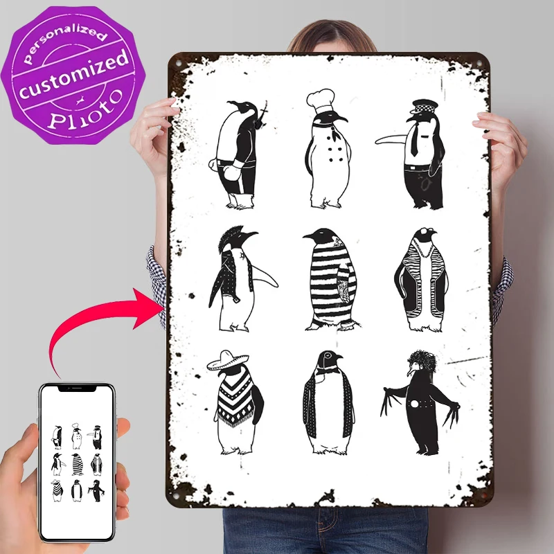 Know Your Penguins Lightly 3D Tin Poster Customized Wall Art Vintage Metal Signs for Fans Room Luxury Decoration Home House Cozy