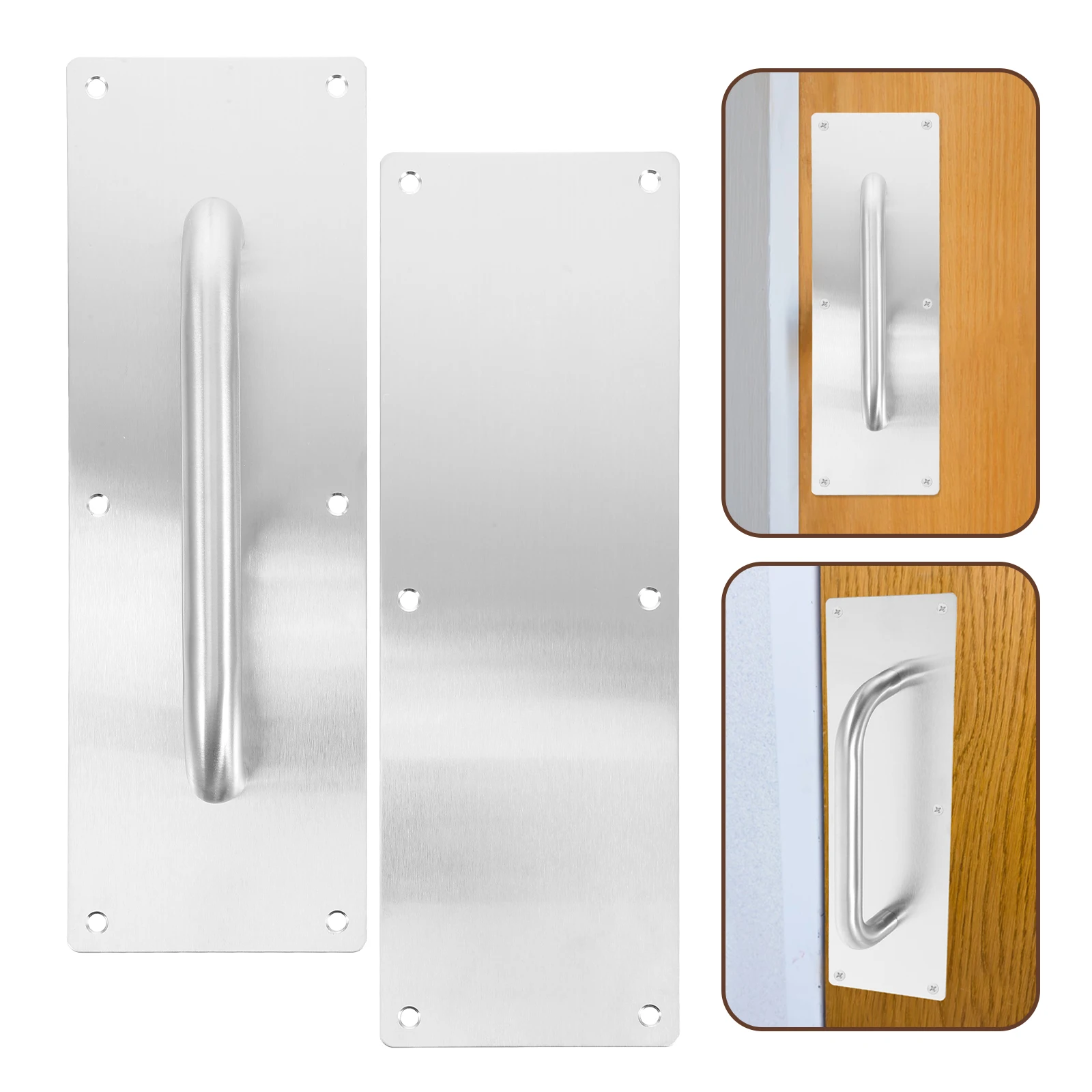 

2pcs Stainless Steel Door Handles Push Pull Plates Metal Handle For Garage Gate Barn Sliding Closet Front Warehouse