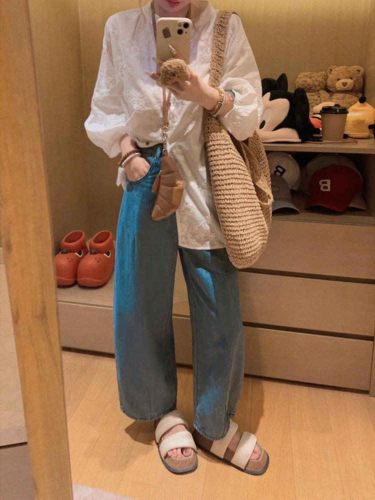 

Брюки Yukiss Balloon Pants свободного кроя, джинсы длиной 9/10, из тонкого материала, удобные, с высокой талией, широкими штанинами, повседневные, летние