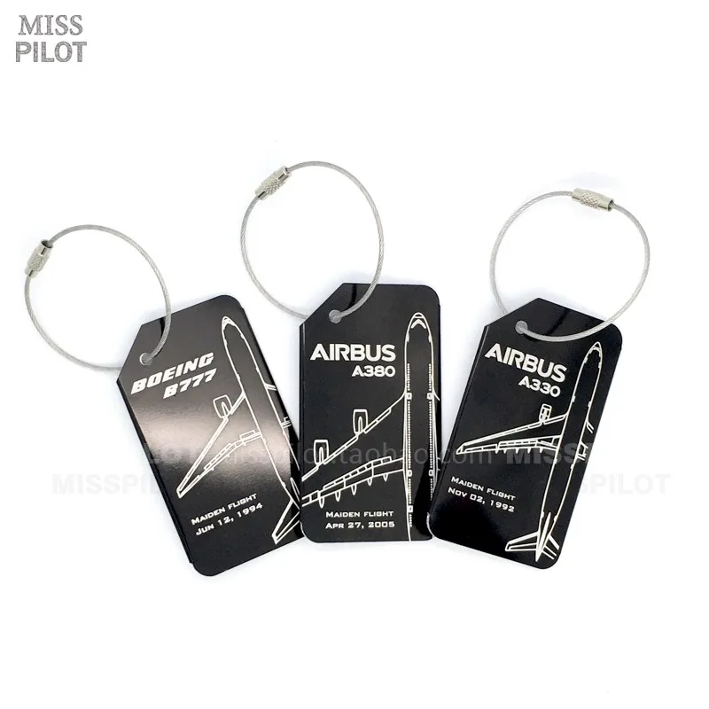 Boeing787 Airbus320 Alloy Luggage Tag Skin Simulation Aviation Crew Pilot Badge Keychain Air Travel Accessories
