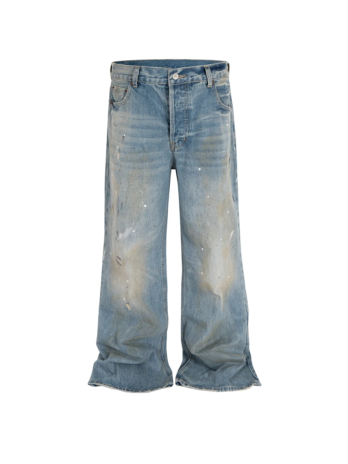 MIJKO Tie Dye Splatter Paint Denim กางเกงยีนส์ผู้ชายกางเกงยีนส์ขากว้างหลวมอเมริกัน TJ131