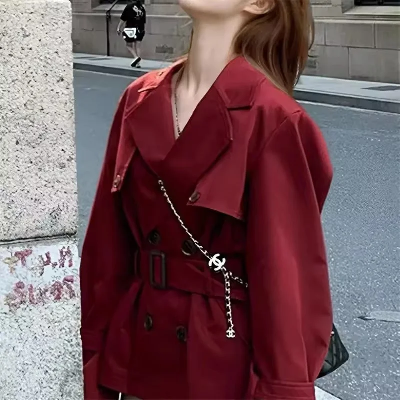 

Spring Autumn Trench Coat Women's All-match Double-Breasted Slim Female Windbreaker Casual Long Sleeve Loose Ladies Outerwear