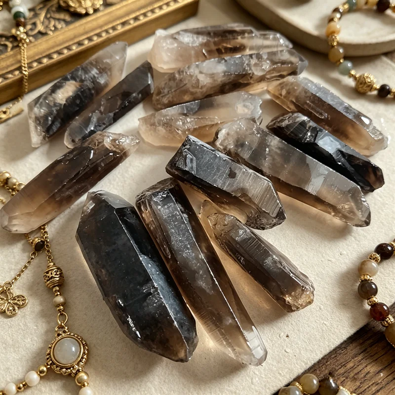 Natural Smoky Quartz Crystal Points Specimen Reiki Healing Stone Hexagonal Prisms Obelisk Wand Tower Energy Meditation Decora