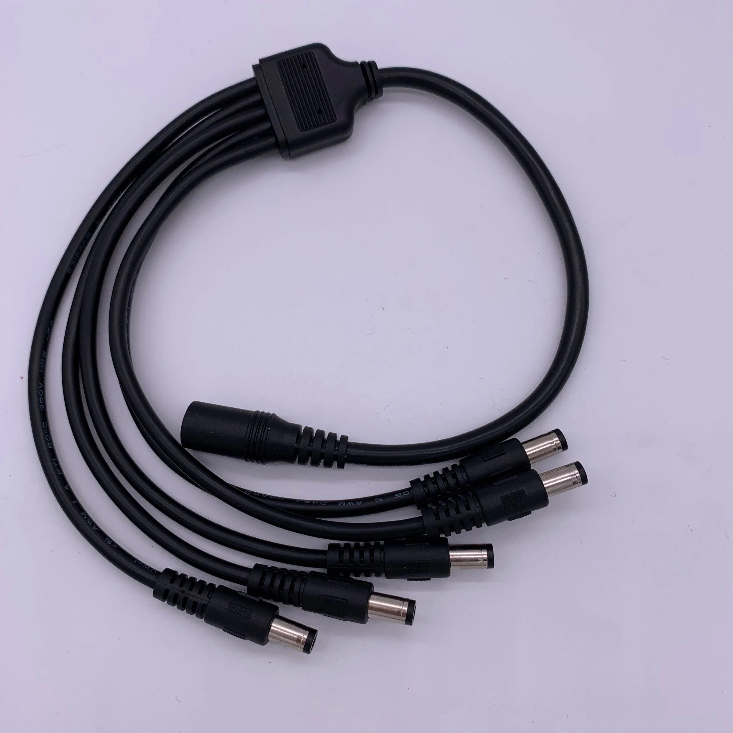 3pcs 30cm Black 2C*20AWG 5 Way Dc Power Splitter Adapter Cable for 12v 9v