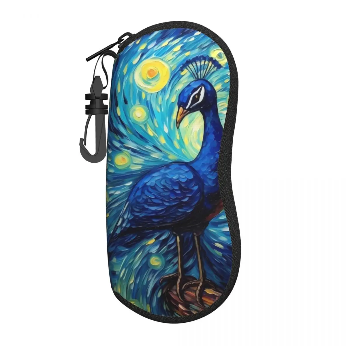 Painting Peacock Glasses Case Van Gogh Travel Sunglasses Case For Unisex Classic Eyewear Box Zipper Glasses Box