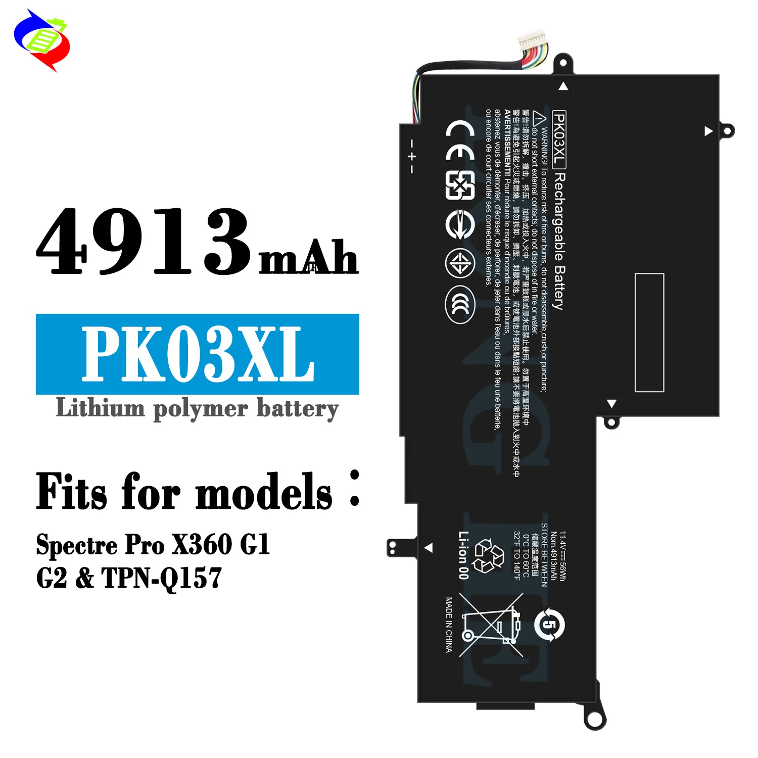 

PK03XL Battery for HP Spectre Pro X360 G1 G2 Spectre 13-4000 13-4100 13-4200 13-4000nf 13-4006tu 13-4103dx 789116-005+tools