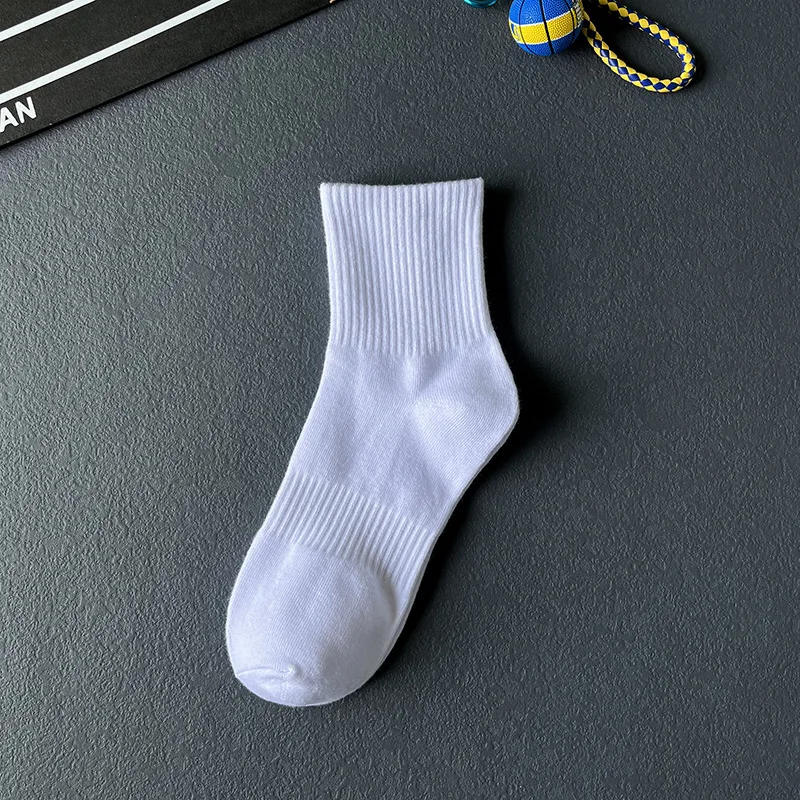 5 Pairs Men Socks Ankle Cotton Anti-slip Middle Tube Crew Socks Non-slip Summer Sports Socks Short Formal White Black