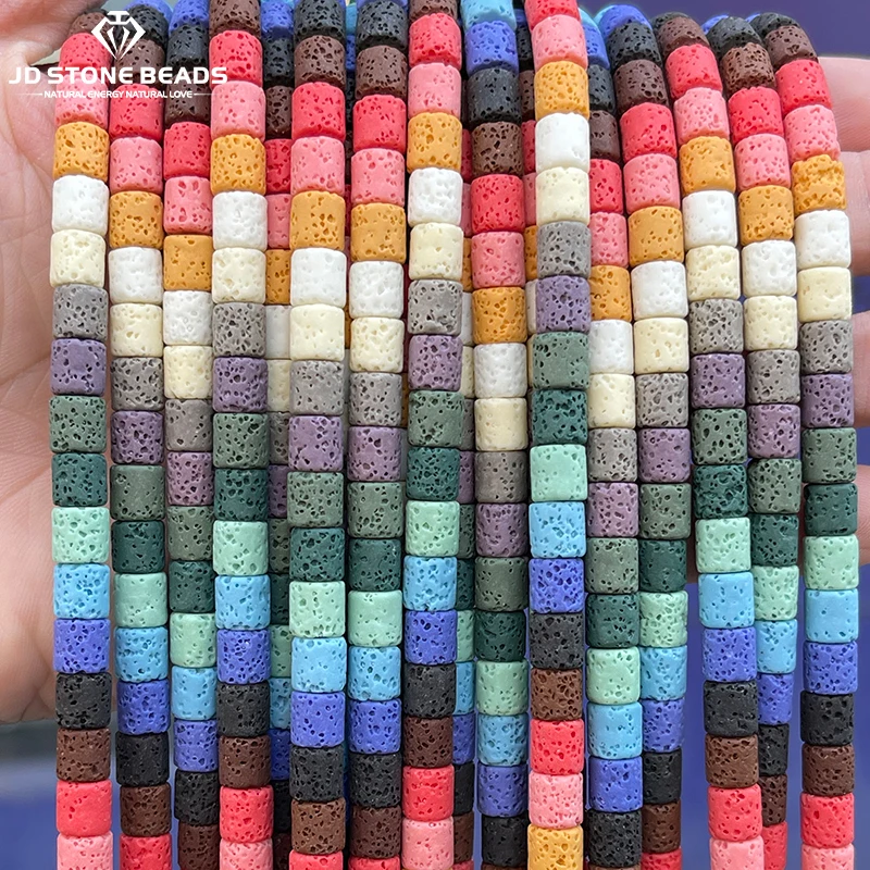 

Natural Stone Lava Volcanic Stone Cylinder Shape Bead Loose Spacer Bead For Jewelry Making DIY Bracelets Necklaces Accessories