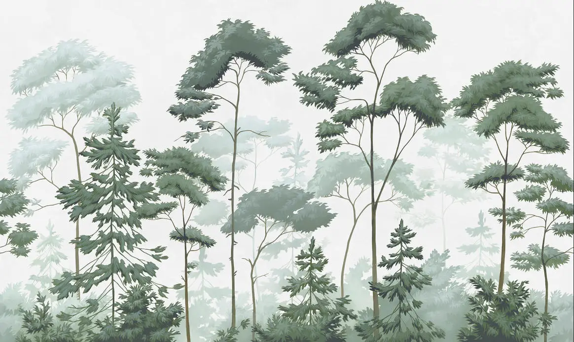 Custom European Green Cream Color Forest Mural Wallpaper Living Room Landscape Wall Painting Background Decorative 3D Wallpaper