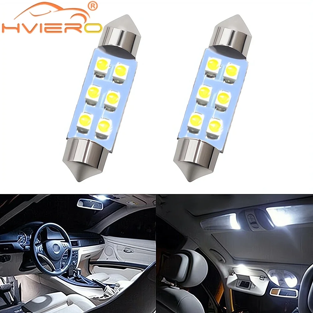 

2X Car Led Dome Festoon Lamp C5W 3528 1210 6SMD 31MM 36MM 39MM 41mm Auto LED Boot Bulb License Reading Gap Light 12V Accessories