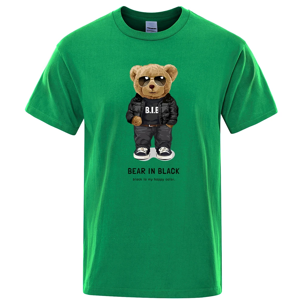 Ted Bear In Black That Is My Happy Color Clothing Men High Quality T-Shirt Summer Cotton T-Shirts Hip Hop Street Loose Tops