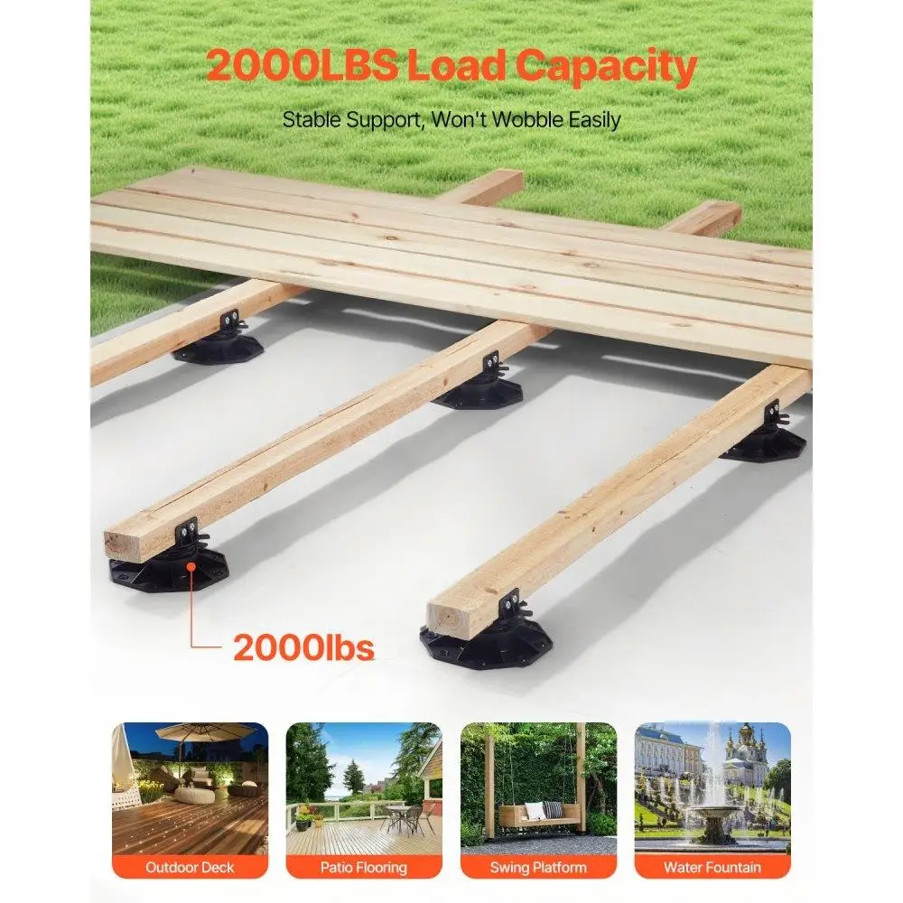 Adjustable Deck Support Pedestal Base 12 Pcs Height Range 1.18 to 2.36 Inches for Outdoor Flooring Installation