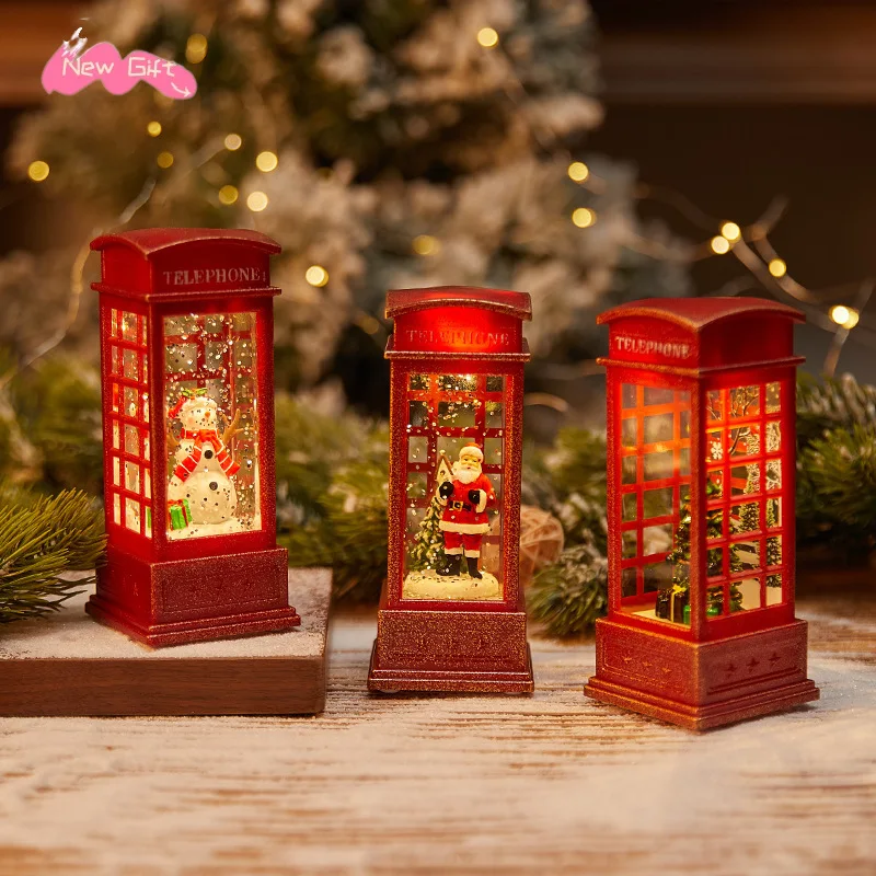 Christmas Santa Lantern Wind Lights Candle Table Lamp Decoration for Home 2024Xmas Ornaments Gifts New Year 2025