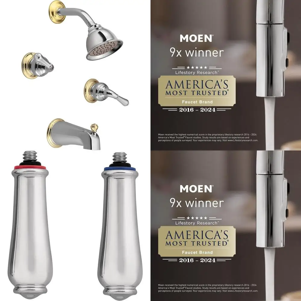 

Chrome Monticello Dual Function Shower Handle Set, 2-Piece Large Lever