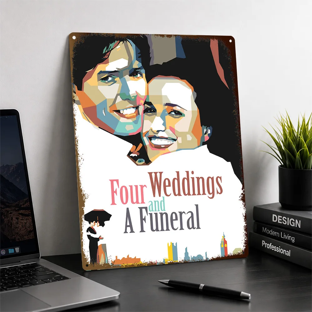 Four Weddings And A Funeral Textured Metal Poster Cinematic Wall Art For Home Theater Customized Aluminum Sign Birthday Gift