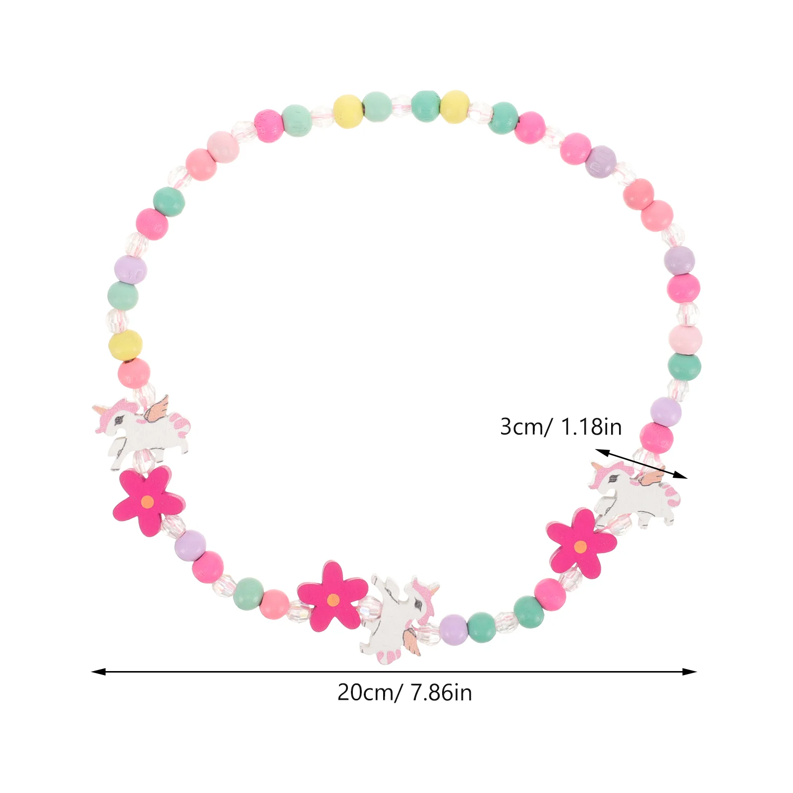 Joyería de unicornio para niñas pequeñas, cesta de pulsera, collar de cuentas de plástico de madera para niños pequeños