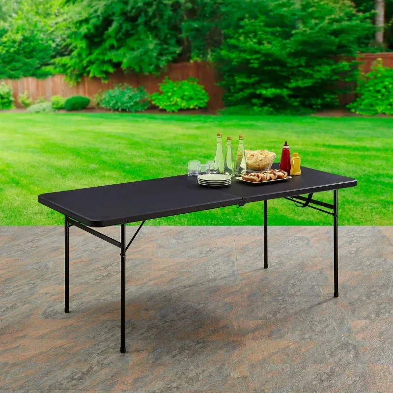 Mainstays Black Bi-Fold Plastic Folding Table outdoor