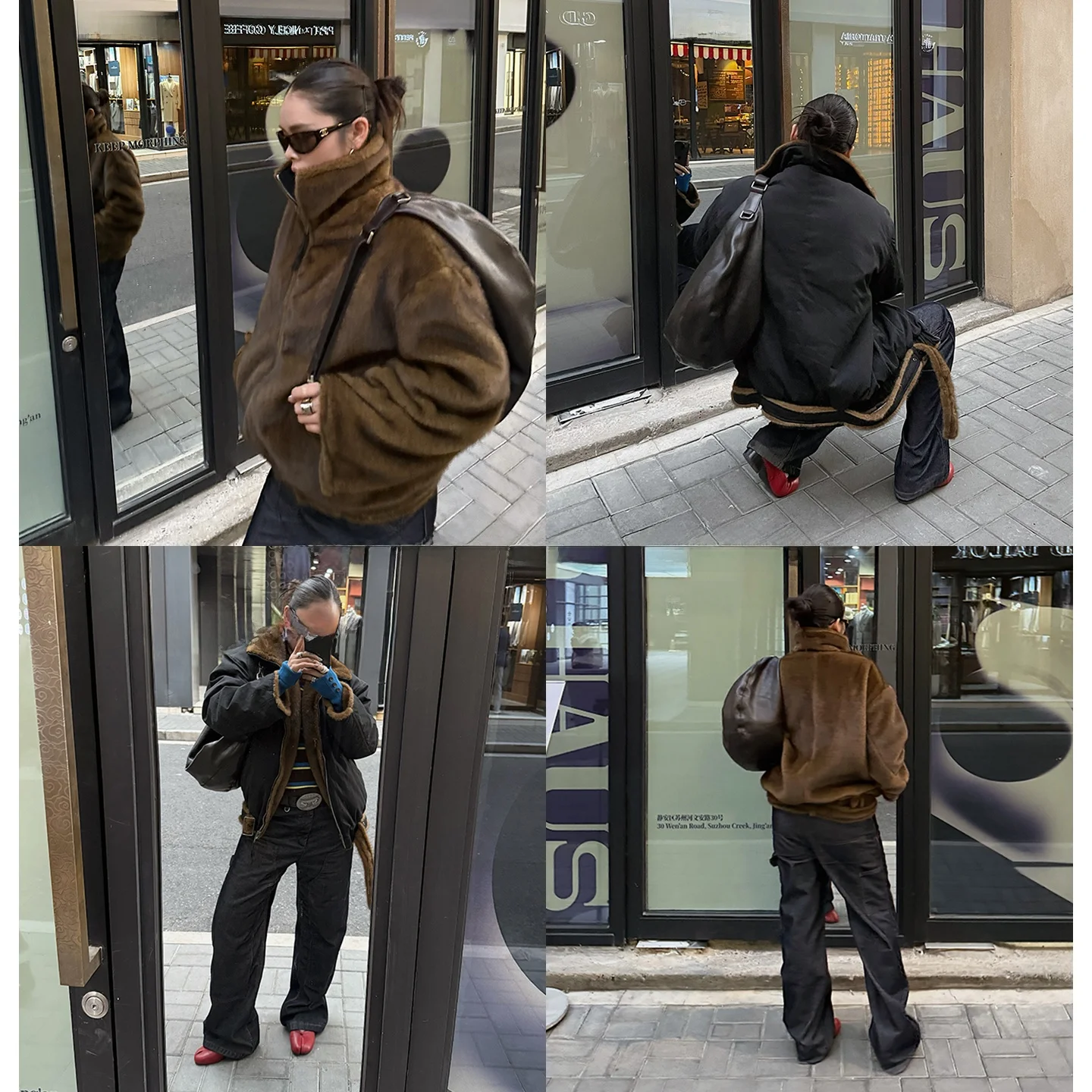 

Thiened Long Sve Women's Coat Double-Sided Wearable Warm Casual Sle Loose Fit Bla Fur Outerwear for Winter 2025