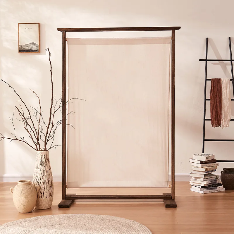 Screen partition living room entrance fabric solid wood screen entrance door baffle