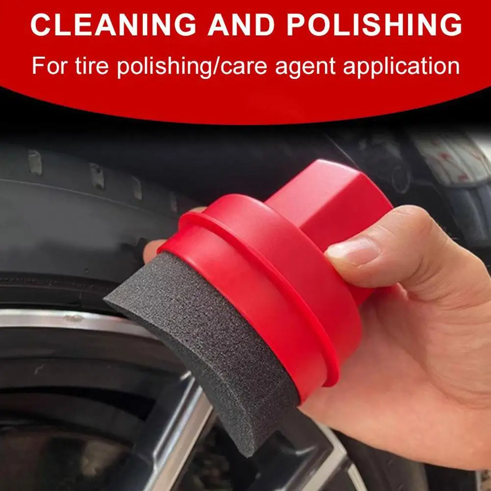 Esponja aplicadora de cera de pneu curvada com tampa ergonômica para limpeza de pneus de carro, ferramenta de detalhamento para ferramenta de limpeza de cera de carro