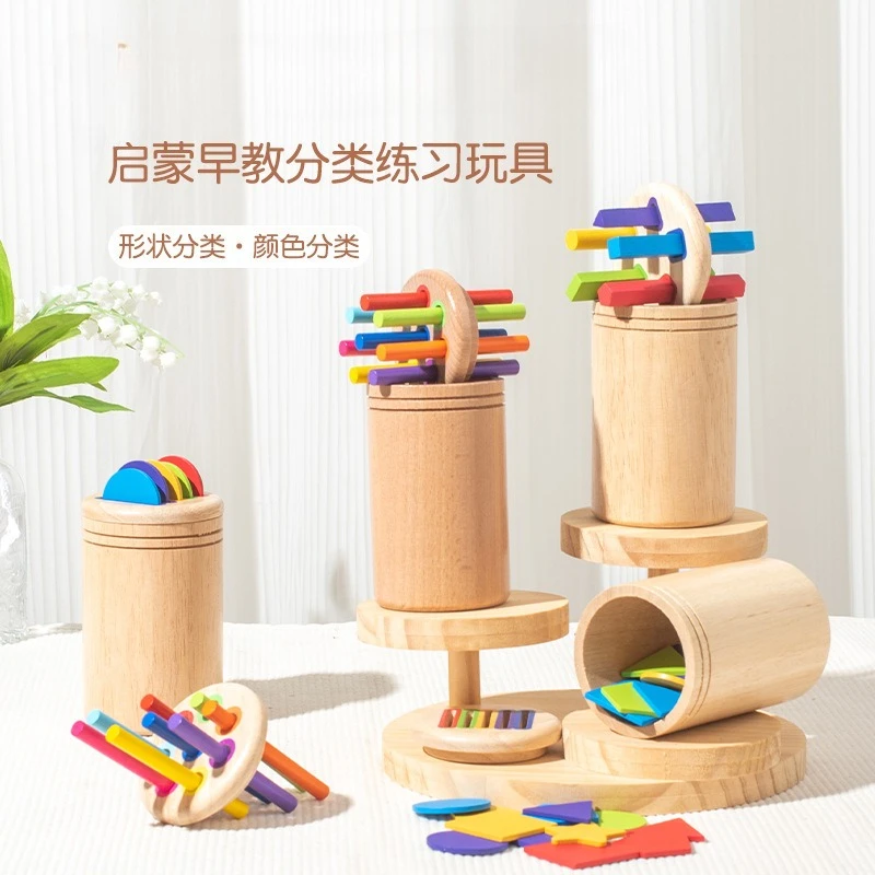 Jouets Montessori en bois pour enfants, Tube de bâton en bois, Classification des couleurs, formation, jouet Puzzle Montessori