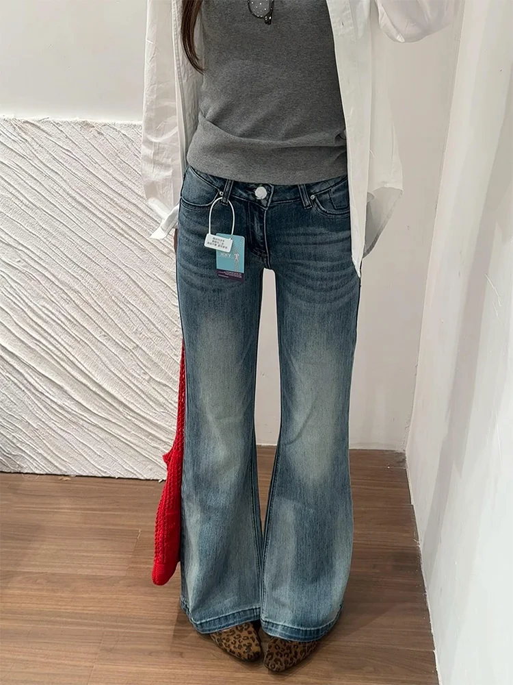 

Джинсы-клеш больших размеров в американском стиле, женские, летние, новые, свободные, стройнящие, универсальные, эластичные, с эффектом похудения