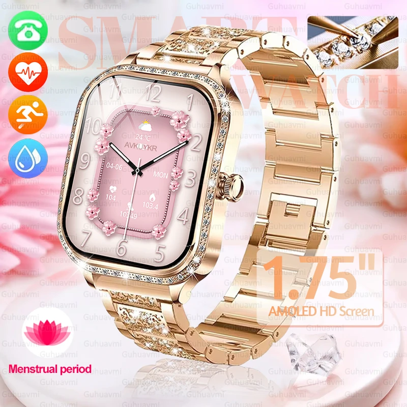 

2026 New Women Smart Watch AMOLED Full Touch Screen Heart Rate Bluetooth Call IP68 Waterproof 10.5mm Ultra-thin Smart Bracelet