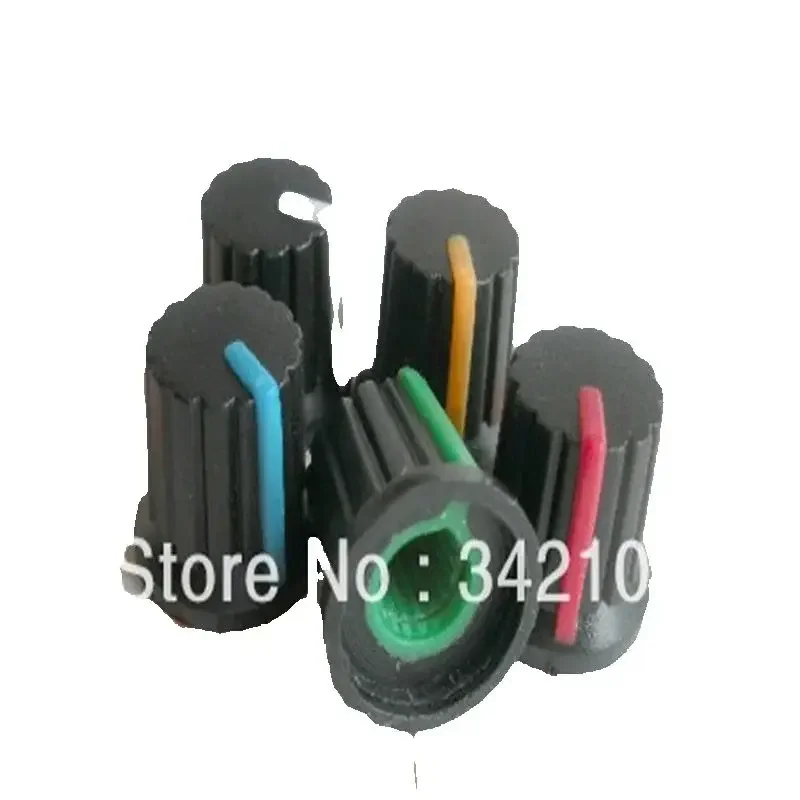 Potentiometer Knob Switch Cap, Black Button Colors, Diameter 6mm Diameter 15mm * 15mm High,100pcs