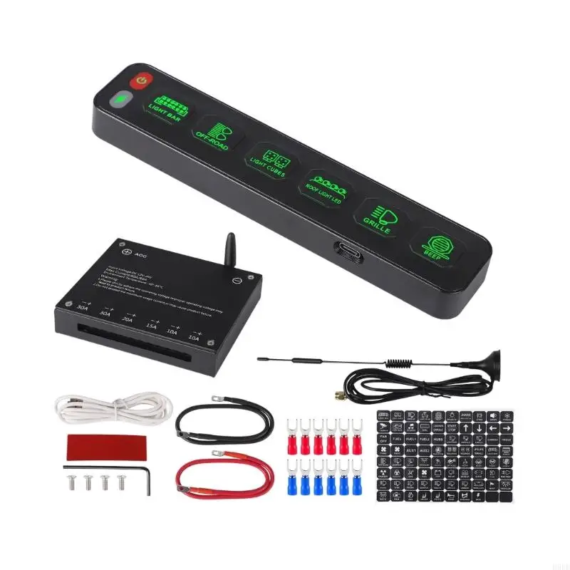 6 Gang Wireless Touch Panel 12V 24V Lighting Control Panel with Separate Control Box, Backlit Icons, 6 Circuit Wiring H9EE