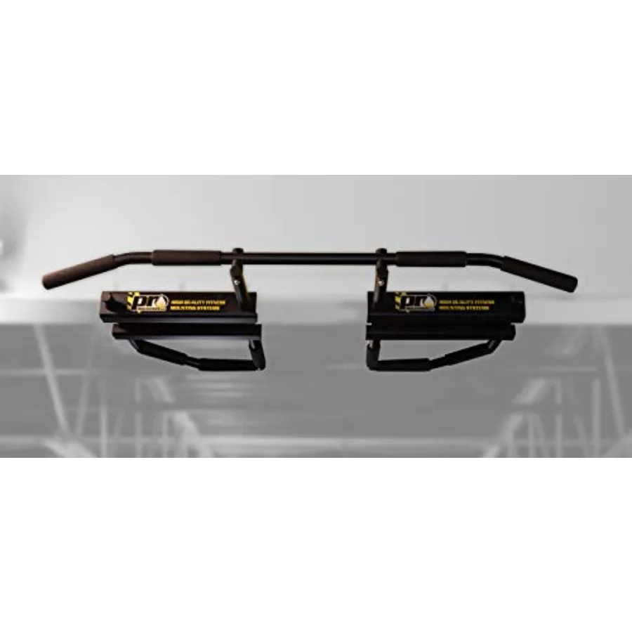 

I-beam Pull Up Bar for home gym use, black powder-coated steel, 5-grip long bent bar design for versatile upper body workouts