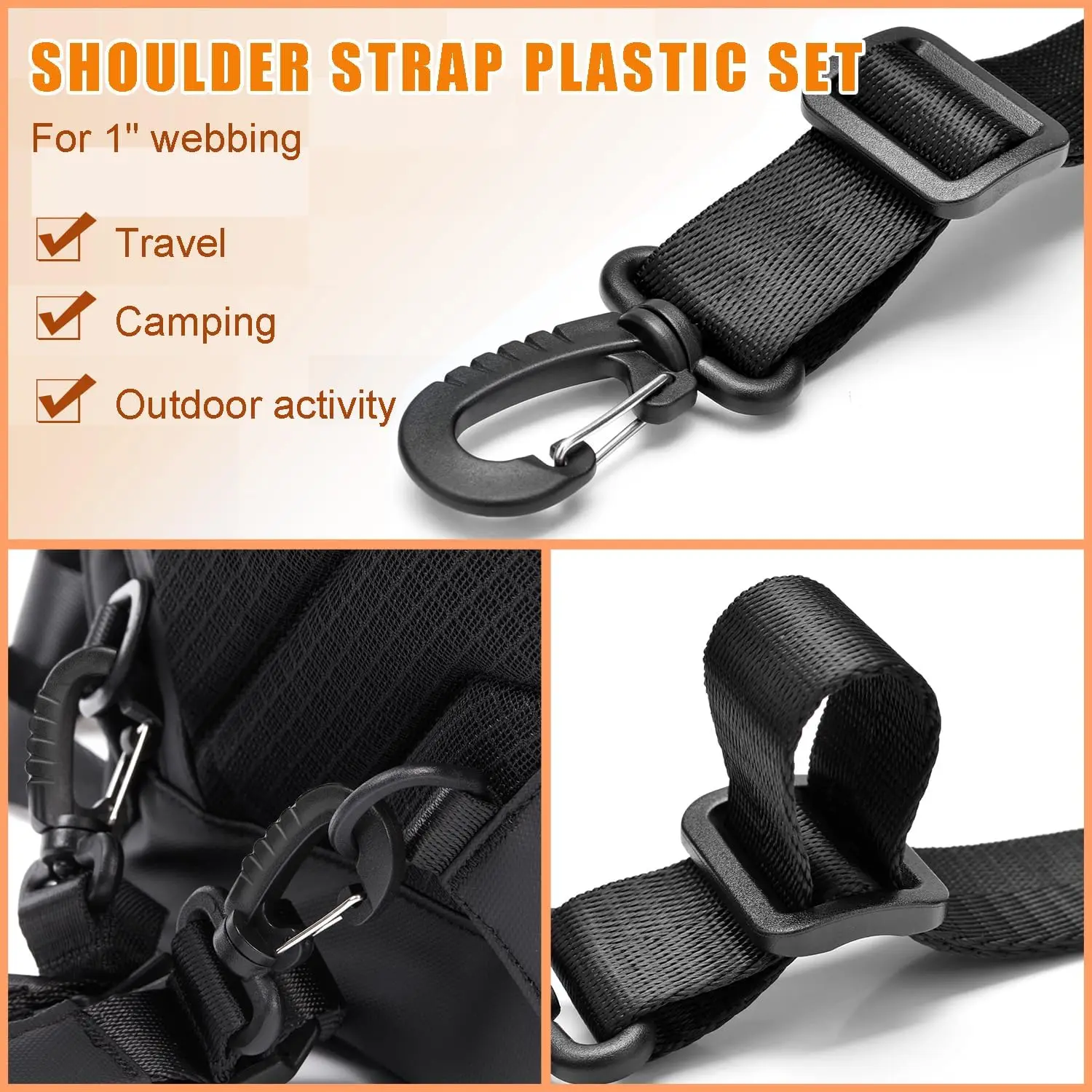 Black Color Plastic Swivel Snap Hook for Keychain Backpack Buckle Belt Strap Outdoor sports bag accessories