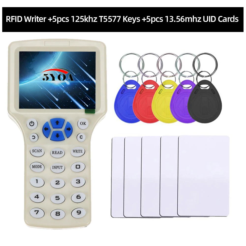 5YOA Engels 10 frequentie RFID Copier ID IC Reader Schrijver kopie M1 13.56 MHZ gecodeerde Duplicator Programmeur USB UID Tag Key Card - afbeelding 1