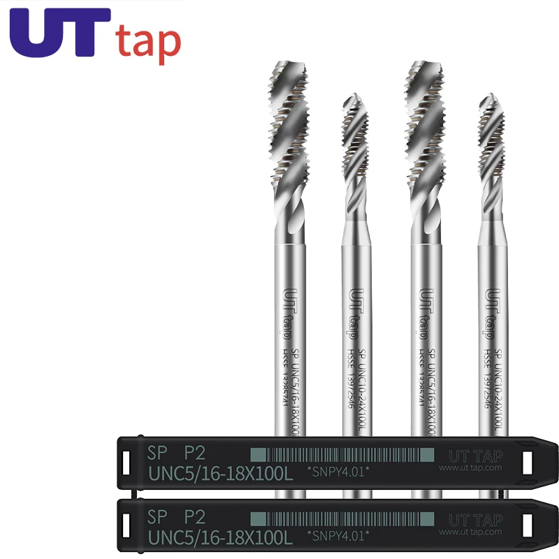 UT TAP HSSE الأمريكية دوامة الناي الحنفية إطالة UNC UNF 0-80 2-56 4-40 10-32 10-24 1/4 5/16 3/16 3/8 X100MM المسمار الموضوع الصنابير #2