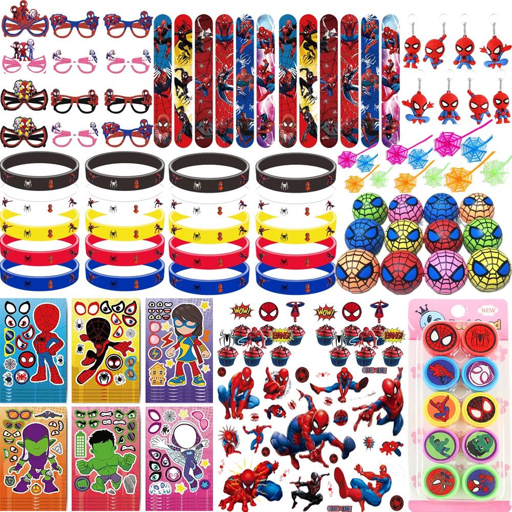 

Spider Man Party favors Slap Bracelet Sticker Ball Cartoon Seal Children's Birthday Toy Pinata Filler