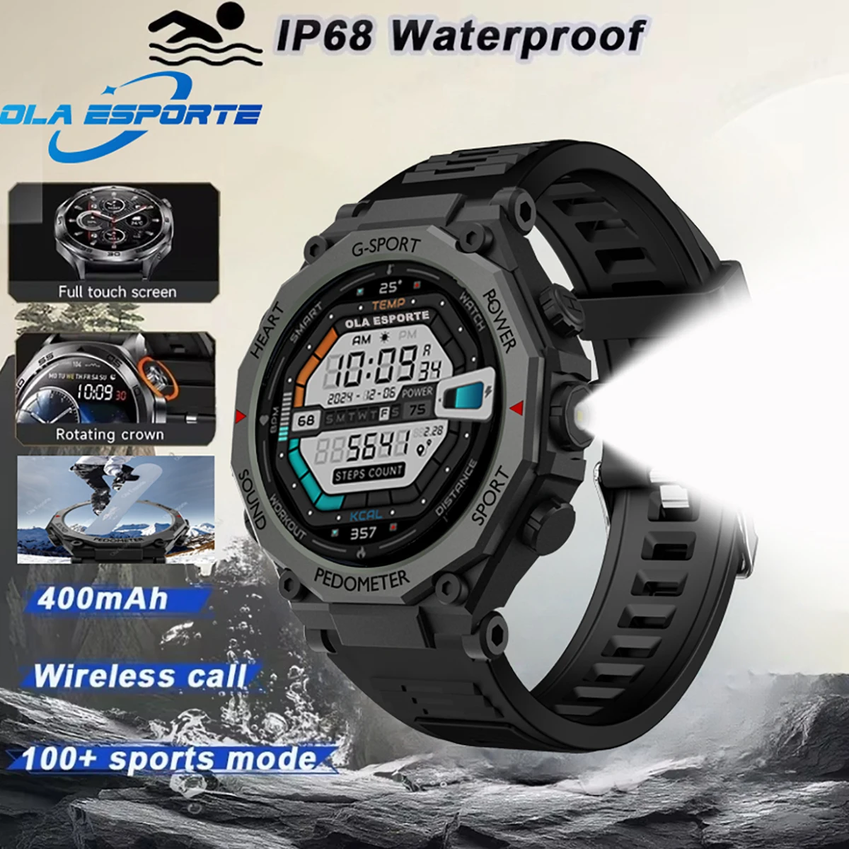 Para t-rex 3 ultra smartwatch gps à prova dwaterproof água ao ar livre miltary grau esporte relógio inteligente para homens mulheres lanterna ilha din
