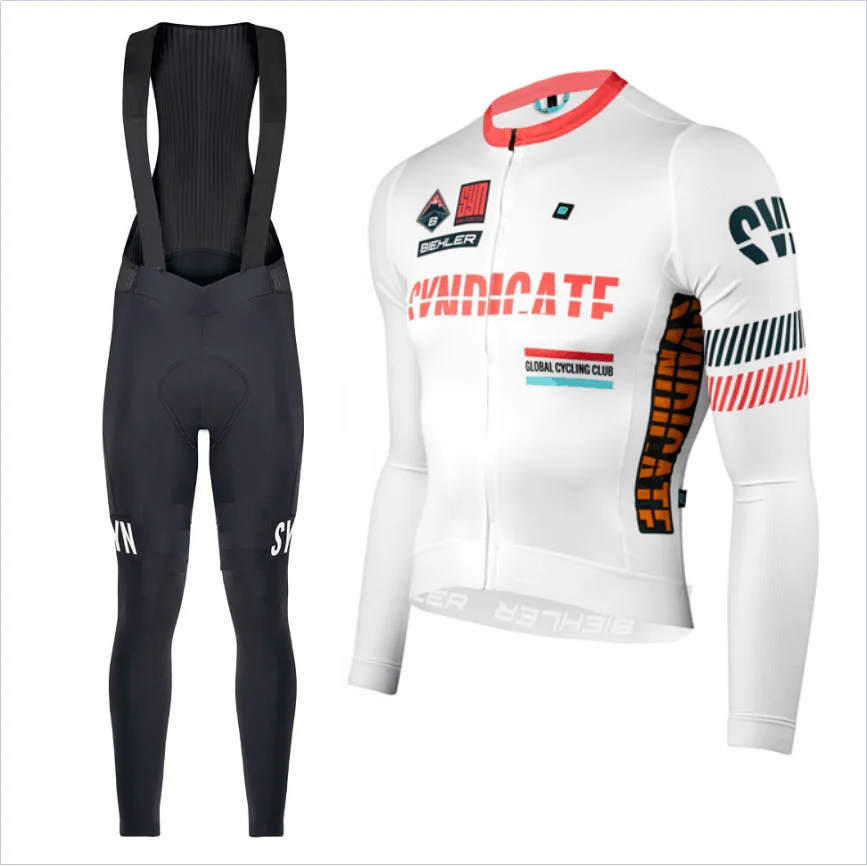 SYN Autumn Men\'s Race Team Long Sleeve Bicycle Suit Cycling Apparel SYNDICATE PRO RACE TEAM LS JERSEY And Bib Pants SUNDAY