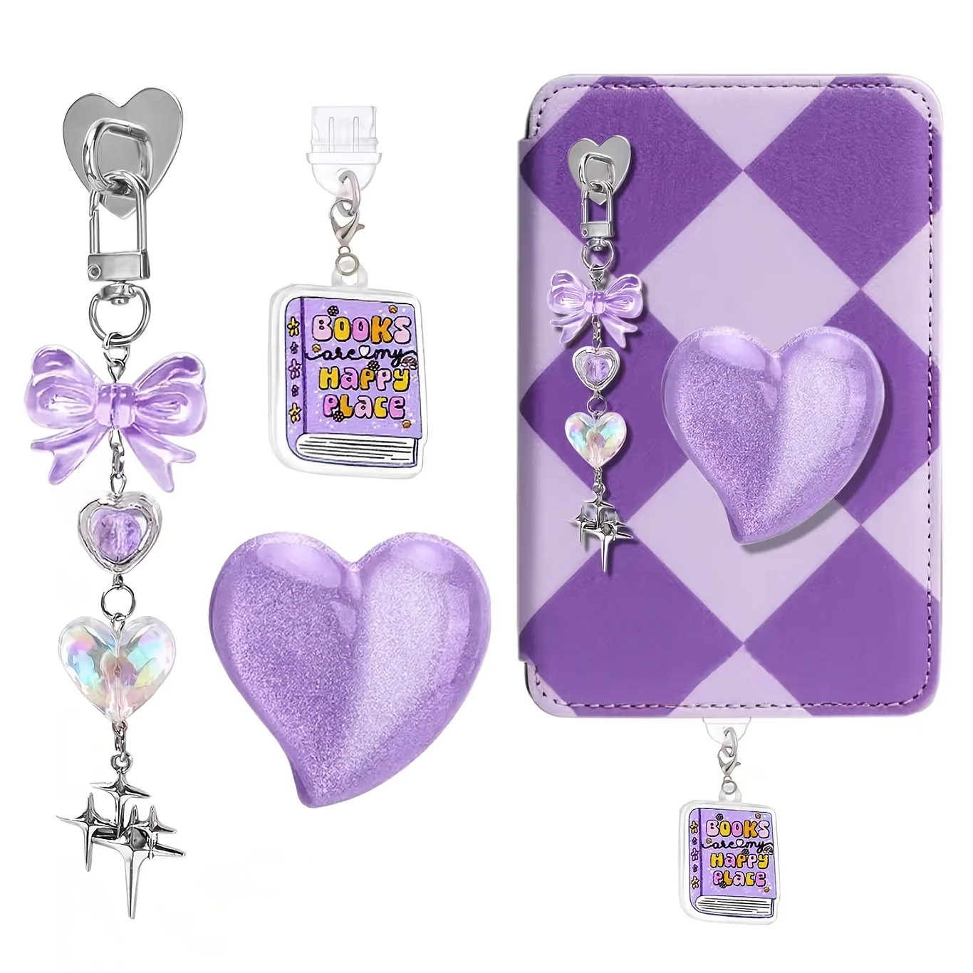 Ins Acrylic Butterfly Knot Keychain Pendant Mobile Phone Tablet Case Hanging Chain Jewelry Decorative Mobile Phone Accessory