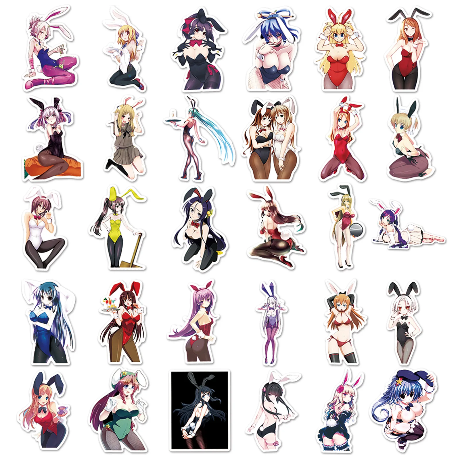 61/30/10PCS Popular Anime Two-dimensional Peripherals Sexy Bunny Girl Decoration Laptop Tablet Mobile Phone Waterproof Stickers