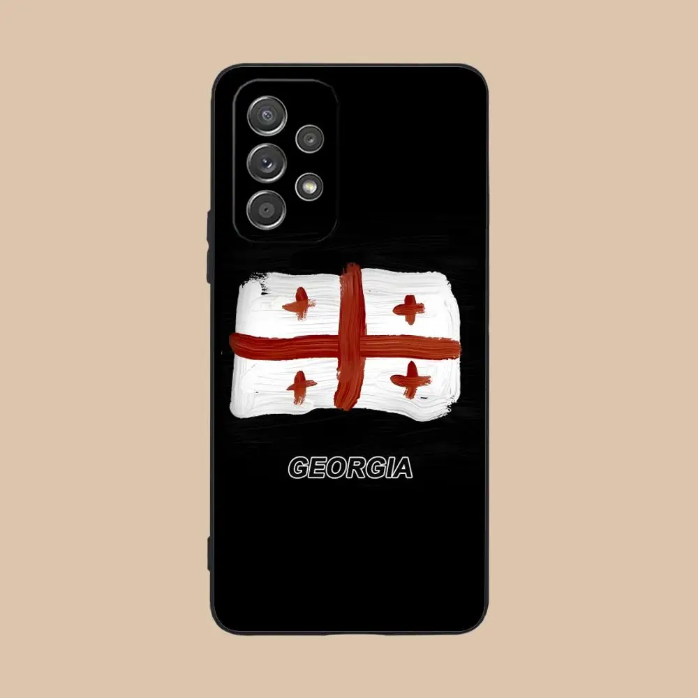 جورجيا العلم المحمول قضية الهاتف الخليوي لسامسونج غالاكسي M55 54 42 35 34 33 32 23 22 15 14 13 12 F55 5G اللون واقية فاخرة