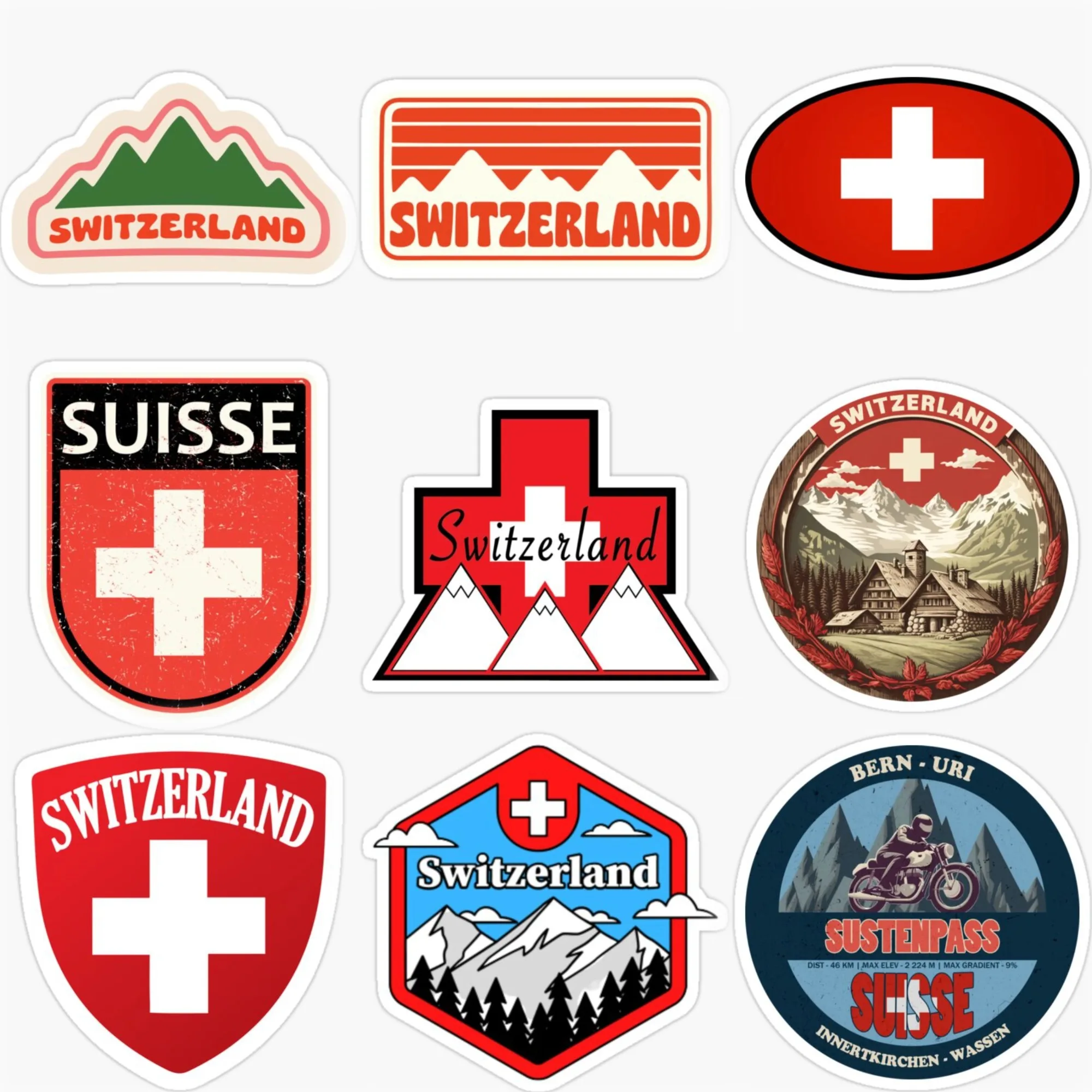 

Switzerland Flag Mountain Creative Stickers Customizable Size Car Bicycle Window Van Wall Helmet Fridge Decal