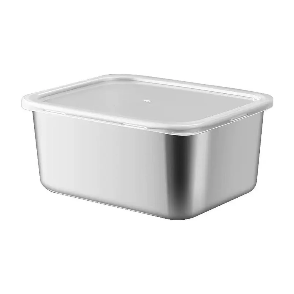 Stainless Steel Serving and Storage Tray for Sausage Noodles Fruit Salad and Other Dishes with Space Saving Stackable Design