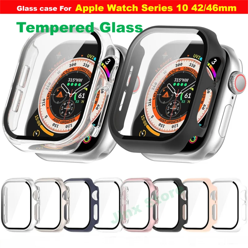 Tempered Glass Case For Apple Watch 10 42mm 46mm PC Bumper Screen Protector Cover Film For iWatch series 10 Accessories X