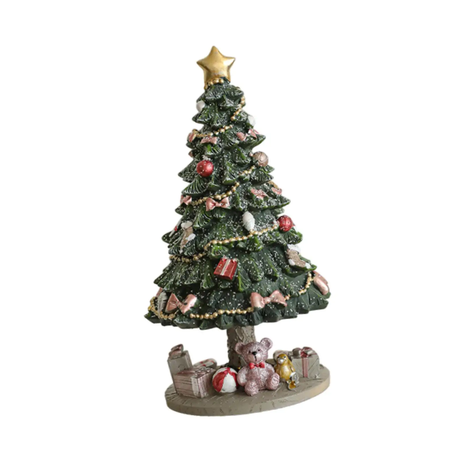 Christmas Tree Music Box Resin Ornament Creative Xmas Musical Box Collectable Figurine for Holiday Home Tabletop Decor